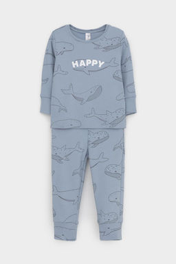 К 1621/пыльно-синий,большие киты пижама д/дет яс