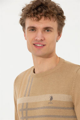 Мужской светло-коричневый меланжевый свитер Неожиданная скидка в корзине - U.s. polo assn фото 2