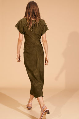 LIMITED EDITION DRAPED SUEDE LEATHER DRESS - Zara фото 5
