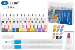 Набор маркеров акриловых 36цв., 1-2.4мм (HT-34-36) на водной основе, укрывистые, круглый корпус, в пласт. боксе