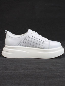 05-PDE36-1 WHITE Кроссовки женские (натуральная кожа)