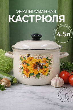 Кастрюля 4,5л Цветочный мед С-1615АП2/4Жм