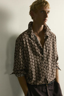 CAMISA FLUIDA ESTAMPADO MARGARITAS / Marr?n oscuro - Zara фото 5