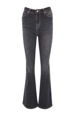 TRENDYOLMILLA Siyah Kontrast Dikisli Yuksek Bel Flare Jeans TWOSS22JE0460  фото 7