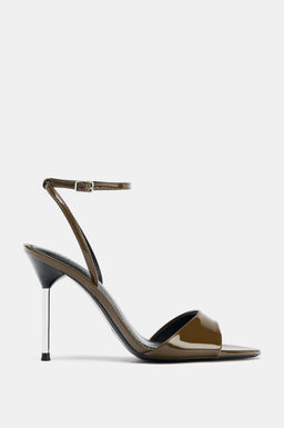 PATENT-EFFECT HIGH-HEEL SANDALS