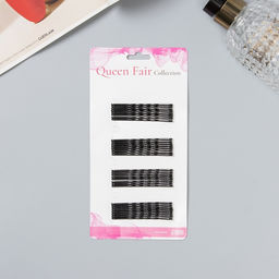 Цена за 6 шт. Невидимки для волос «Классика, с зубчиками», набор 32 шт., 6 см, волна, чёрные