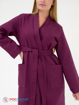 Женский вафельный халат с планкой сухая роза В-02 (29)
