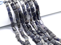 Бусины из иолита (кордиерита) прямоугольник 9*15мм, 27см, 19 бусин, 38г Радуга камня