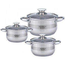 Набор посуды нерж ZEIDAN 6 пр (2л, 3л, 4л) с крыш, арт. Z-50632