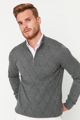 TRENDYOL MAN Lacivert Regular Fit Pamuklu Yar?m Bal?kc? Fermuarl? Yaka Smart Triko Kazak TMNAW23KZ00215 - Trendyolmilla фото 18