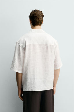 CAMISA POLO FLUIDO JACQUARD / Blanco - Zara фото 3