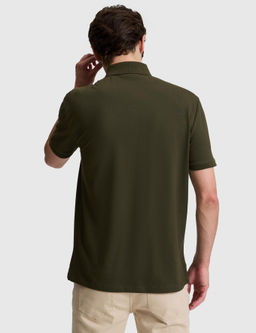 Haki Slim Fit Pamuk Kar___ml_ D__meli Polo Yaka Basic T-shirt