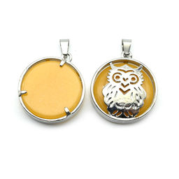 Подвеска Сова 27*27мм с кварцем цв.желтый