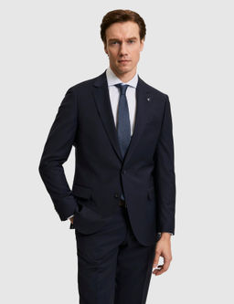 Lacivert Slim Fit Mono Yaka Y_n Kar___ml_ Tak_m Elbise