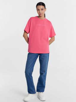 Футболка женская розовая с печатью