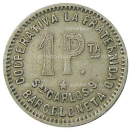 1 песета 1915 года Испания  Барселона