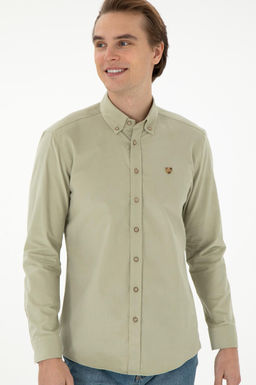 Мужская рубашка светло-хаки с длинным рукавом Неожиданная скидка в корзине - U.s. polo assn фото 3