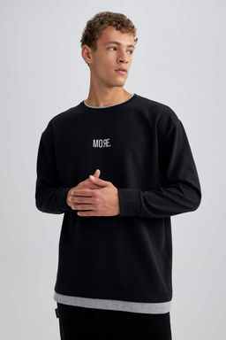 Толстовка оверсайз с круглым вырезом и принтом - Defacto фото 5