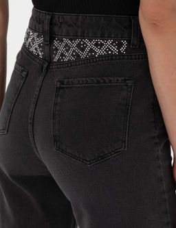 Antrasit Mom High Waist Fit Jean Pantolon