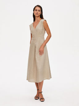 Льняной сарафан с V-образным вырезом 422.050103/Бежевый - Seven senses фото 7