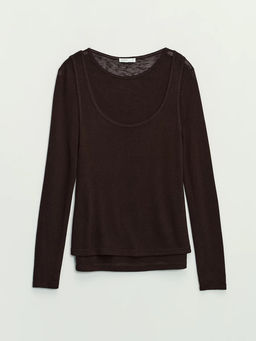 Двойной лонгслив из вискозы / Zarina  фото 9