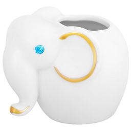 Вазочка п/зубоч. 6*4*5 см 35 мл "Слон" белая, золото