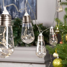 Гирлянда Нить 3 м с насадками Лампа, IP20, прозрачная нить, 80 LED, свечение тёплое белое, 8 режимов, 220 В - Luazon lighting фото 2