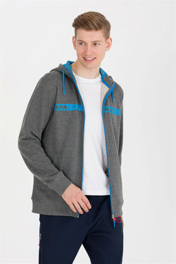 Мужской вязаный кардиган с капюшоном антрацитового меланжа - U.s. polo assn фото 10