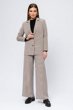 Жакет черный в мелкую клетку удлиненный с отложным воротником - 1001dress фото 17