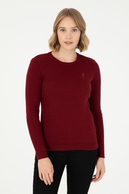 Женский бордово-красный базовый свитер