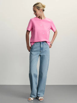 Футболка из хлопка с вышивкой / Zarina  фото 9