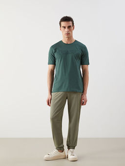 Bisiklet Yaka K?sa Kollu Bask?l? Penye Erkek Ti??rt