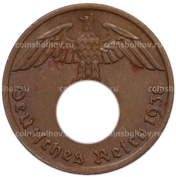 Монета 1 рейхспфенниг 1938 года A Германия