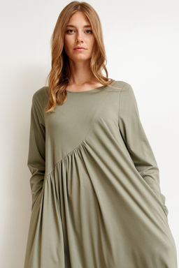 Платье из трикотажа свободного А-силуэта Marlen (Цвет: Хакки) - Morozov Amavie фото 3