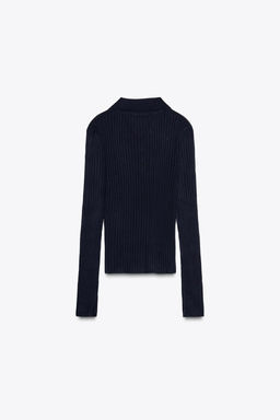 RIBBED KNIT POLO NECK JUMPER - Zara фото 11