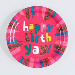 Цена за 10 шт. Тарелка бумажная Happy Birthday, розовая, 18 см - Страна карнавалия фото 2