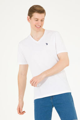 U. S. Polo Assn Мужская белая базовая футболка с v-образным вырезом - U.s. polo assn фото 15