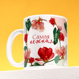 Подарочный набор С 8 Марта: чайное ассорти (5 вкусов x 4 шт.), кружка 300 мл.