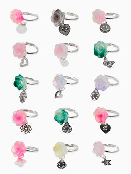 Цена за 36 шт. Кольцо «Выбражулька. Цветок фиалки», с подвеской, МИКС, безразмерное