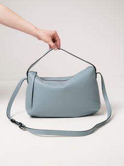 Сумка кожаная на плечо Deboro 30963 серое небо