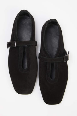 Siyah Hakiki Suet Mary Jane Kad?n Babet TAKSS26BE00012 - Trendyolmilla фото 3