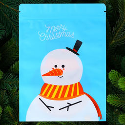Цена за 50 шт. Пакет подарочный новогодний, с zip-lock застежкой, «Снеговик с шарфом», 16×21.5±1 см