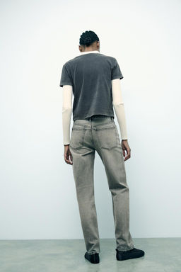 TRF STRAIGHT-LEG MID-RISE JEANS - Zara фото 6