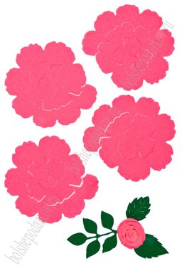 Лазерная вырубка из фетра Цветочек №3 8 см (5 шт) ярко-розовый RN 09