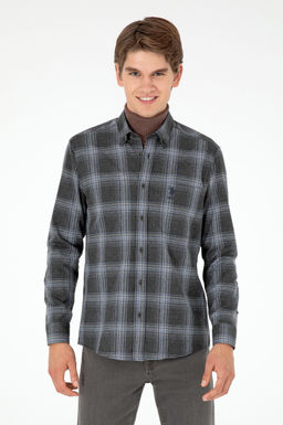 Мужская рубашка с длинным рукавом антрацитового цвета