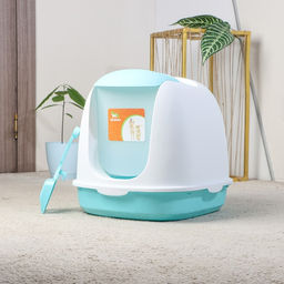 Туалет закрытый с совком, 47 х 40 х 39 см, бело-голубой - Пижон фото 12