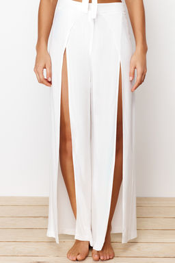 Plaj Giyim Ekru Dokuma Y?rtmacl? Yuksek Bel Maxi Bluz-Pantolon Tak?m TBESS21AU0092 - Trendyolmilla фото 5