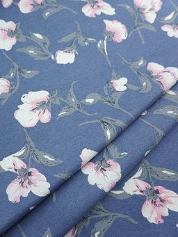Теплый хлопок Цветущая магнолия цв.джинсовый, СОРТ2, ш.1.45м, хлопок-100%, 150гр/м.кв