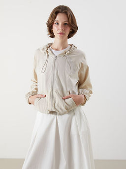 Kap??onlu Oversize Keten Kar???ml? Kad?n Ceket