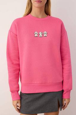 TRENDYOLMILLA Tas Animal Nak?sl? Regular/Normal Kal?p Kal?n Ici Polarl? Orme Sweatshirt TWOAW24SW00196 фото 11